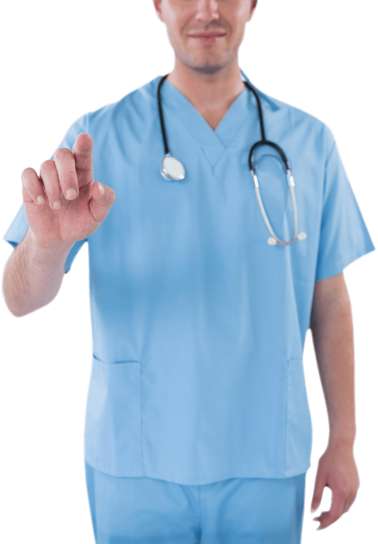 Medical Professional Interacting with Transparent Virtual Interface