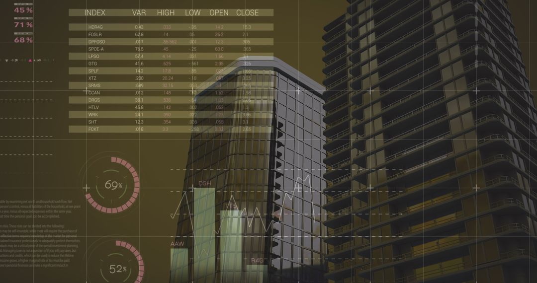 Digital Overlay of Financial Data on Urban Skyscrapers