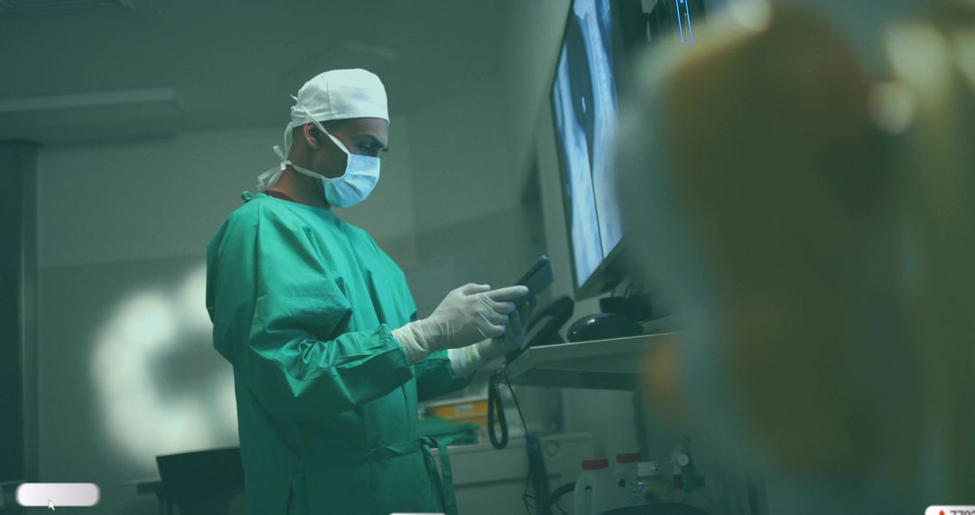 Surgeon Using Digital Interface in Operating Room