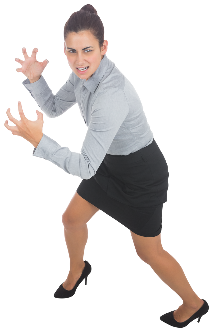 Furious Caucasian Businesswoman in Aggressive Stance on Transparent Background - Download Free Stock Images Pikwizard.com