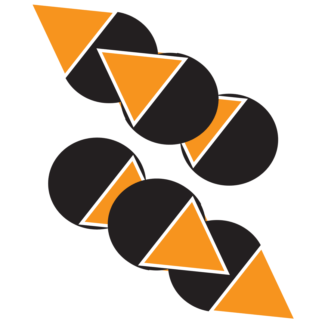 Abstract Black and Orange Geometric Shape on Transparent Background