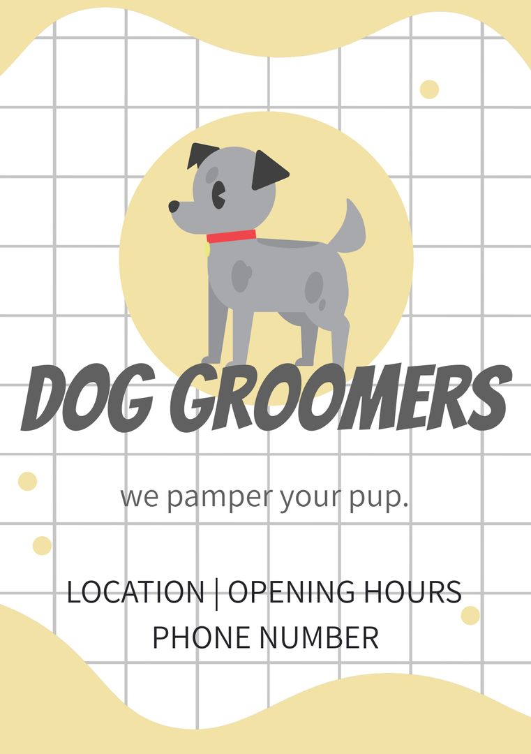 Charming Cartoon Dog Promoting Pet Grooming Services