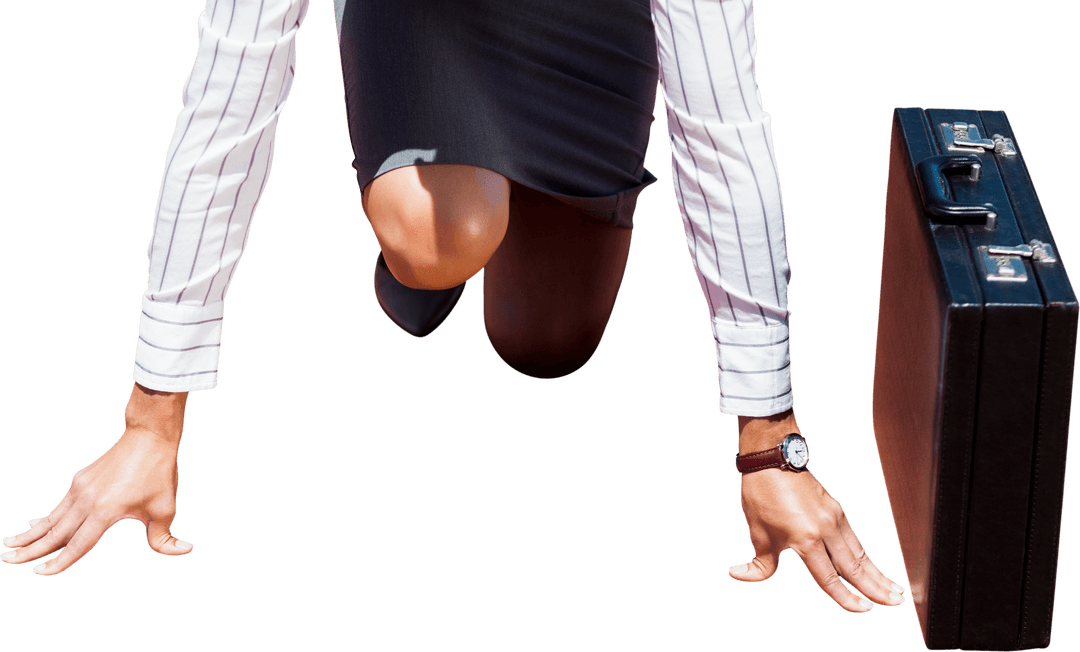 Determined Businesswoman Preparing to Launch Career on Transparent Background