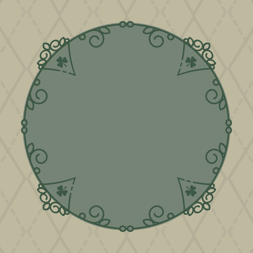 Elegant Green Antique Circle with Decorative Shapes on Transparent Background
