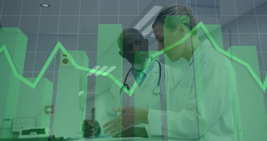 Doctors Collaborating on Patient Diagnosis Amid Data Analytics Concept