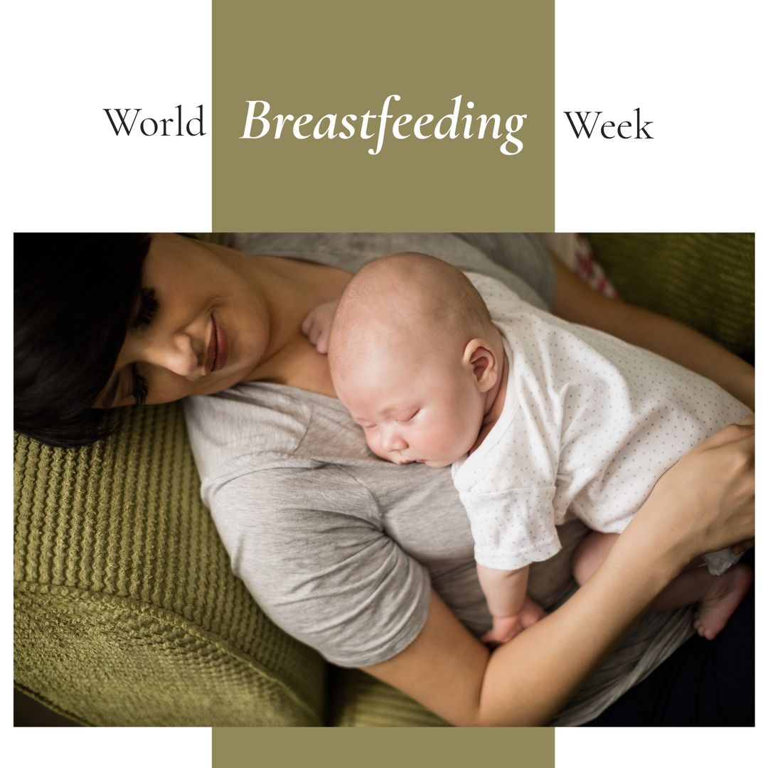 Mother Breastfeeding Baby Girl During World Breastfeeding Week Event - Download Free Stock Templates Pikwizard.com