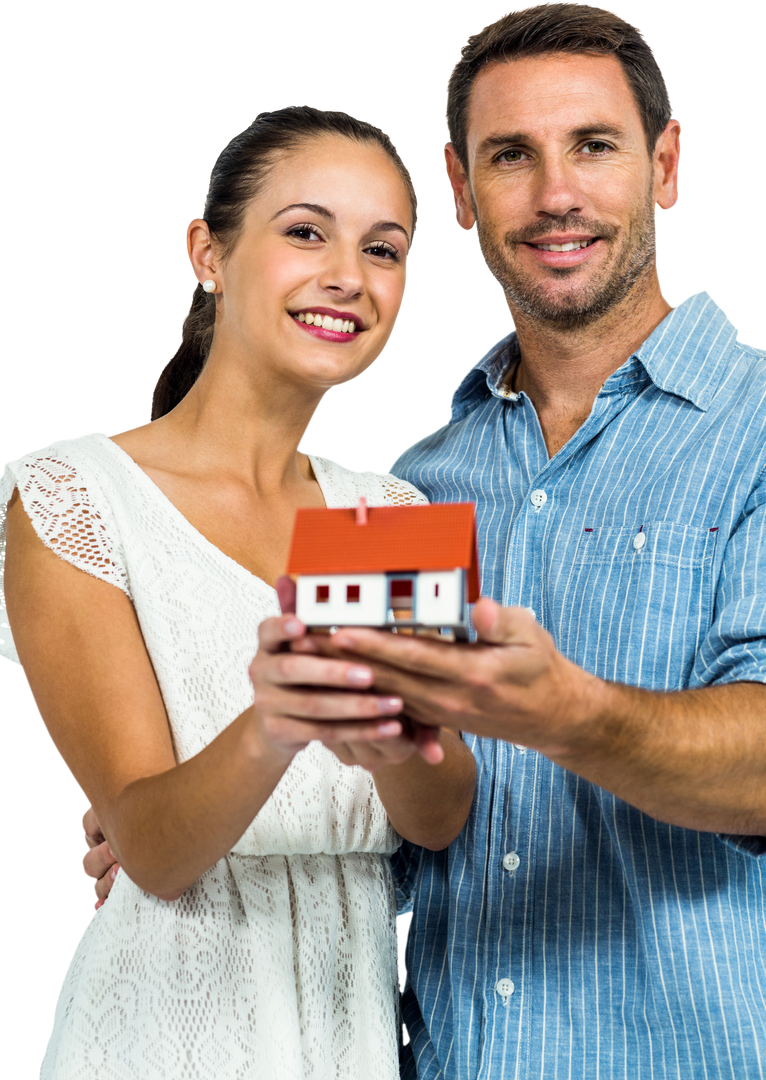 Confident Couple Proudly Holding Small House Model On Transparent Background - Download Free Stock Images Pikwizard.com