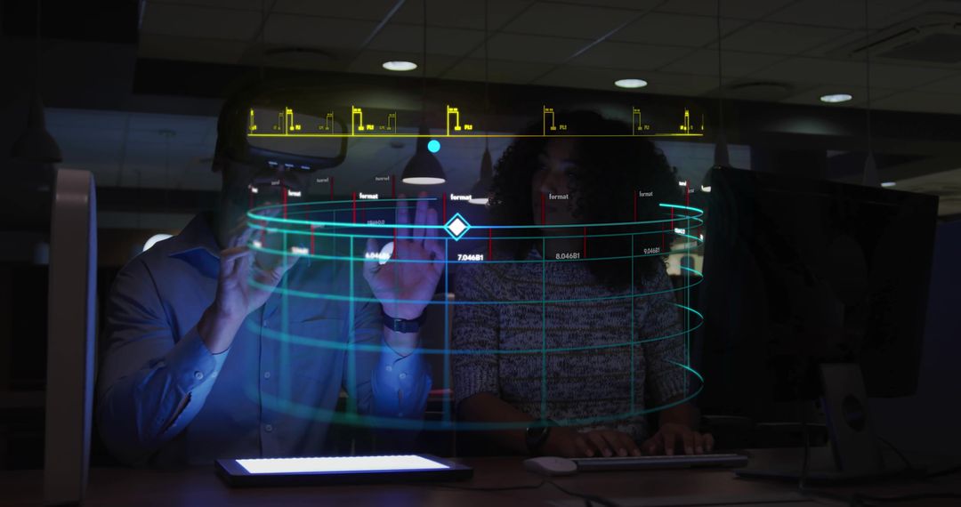 Businessman Interacting with Virtual Financial Data Interface