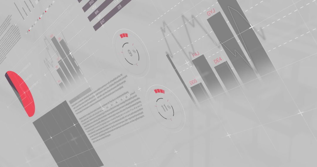 Futuristic Data Visualization Interface on Gray Background