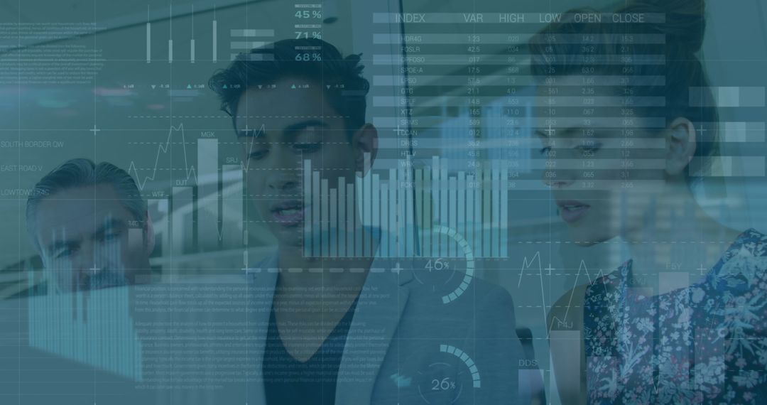 Diverse Professionals Analyzing Digital Data Insights Collaboratively