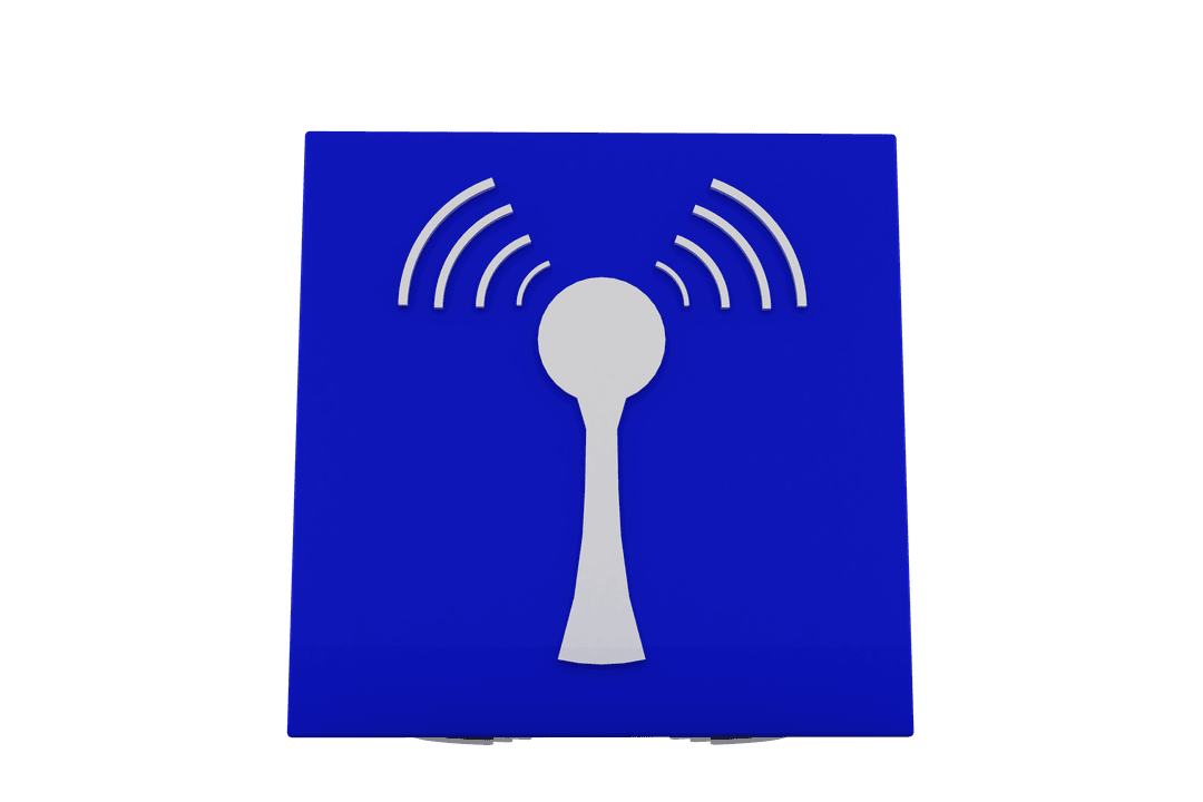 Network Range Symbol on Blue Cube, Communication Concept, Transparent Background