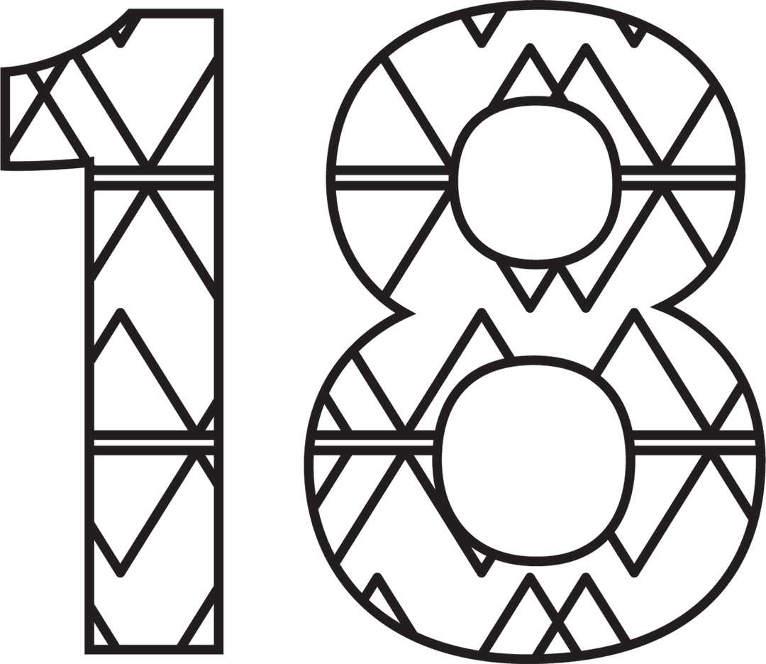 Stylish Geometric 18 Number Pattern on Transparent Background