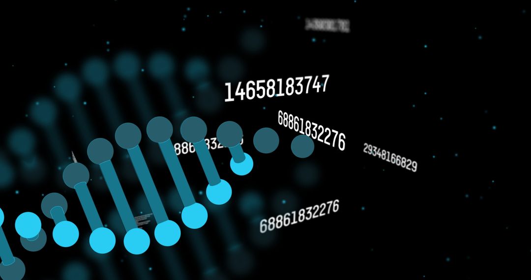 Futuristic Digital DNA Strand with Data Sequencing Numbers