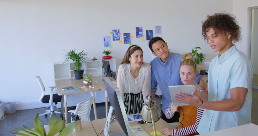 Collaborative Team Meeting in a Modern Office Environment