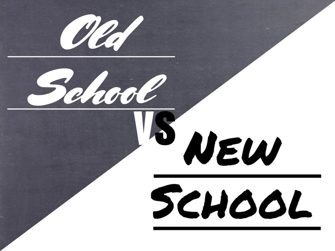 Old School vs New School Concept with Bold Split Background