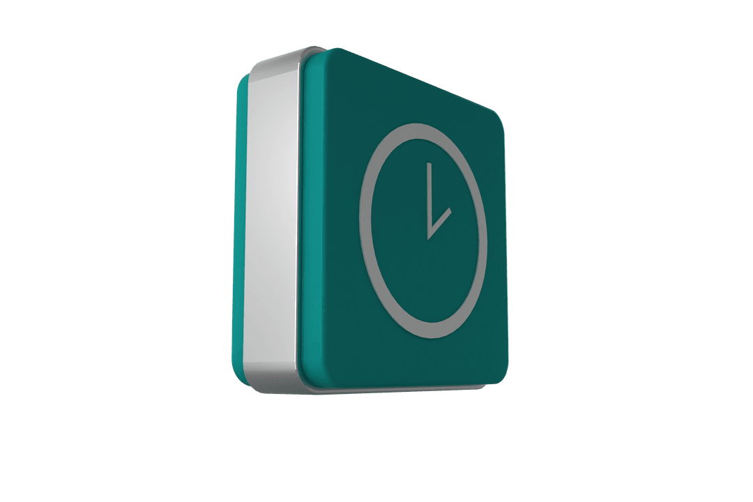 Cube with Clock Symbol on Transparent Background Digital Illustration