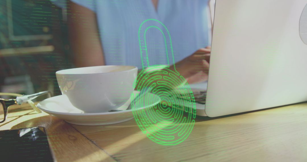 Cybersecurity Concept with Laptop and Overlayed Digital Padlock