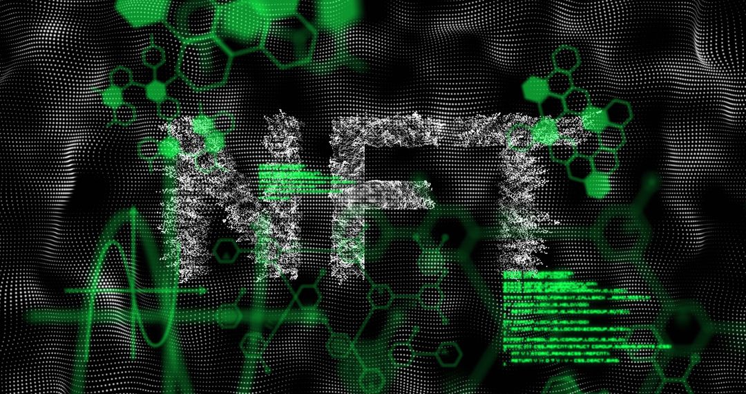 NFT Concept Background with Digital Holograph Elements