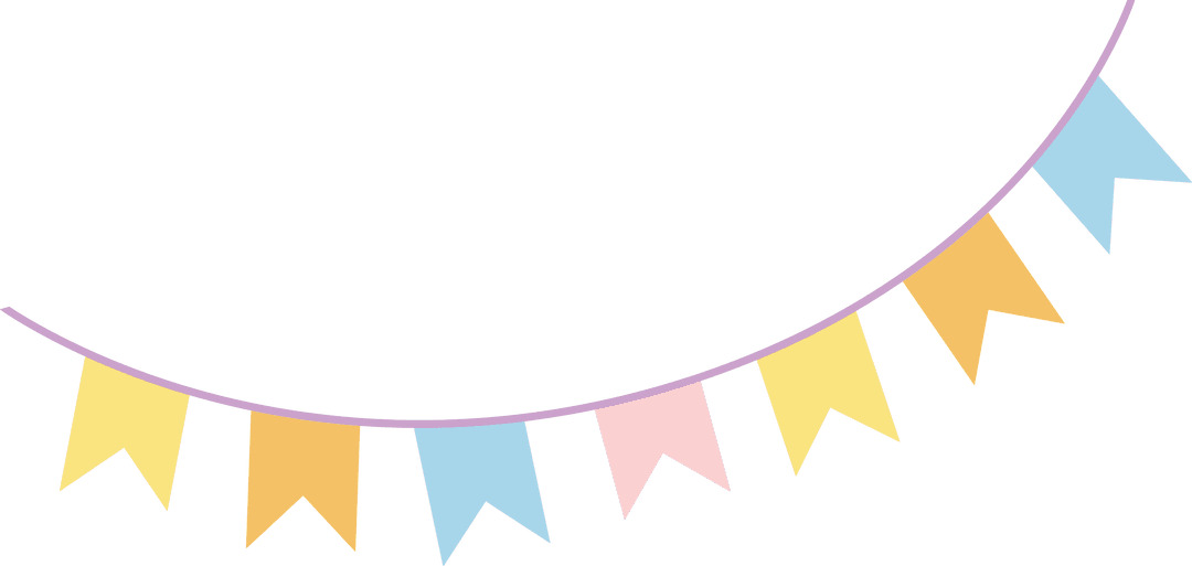 Pastel Pennant Bunting Hanging on Transparent Background