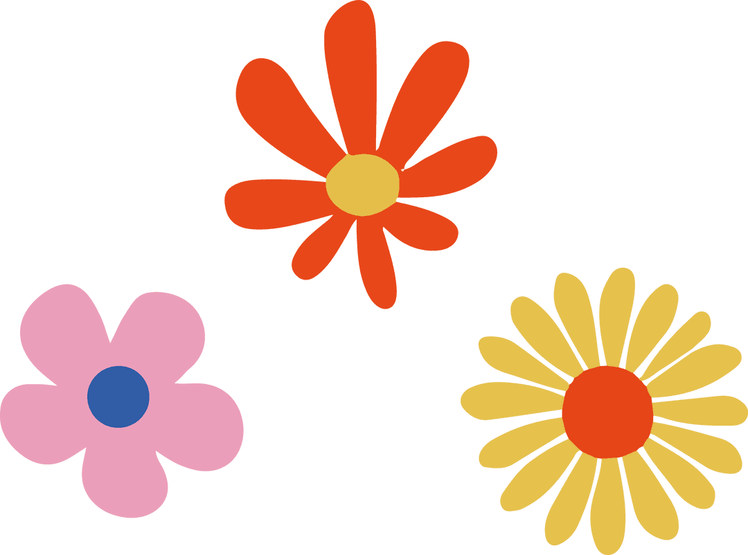 Colorful Transparent Flowers in Minimalistic Vector Style