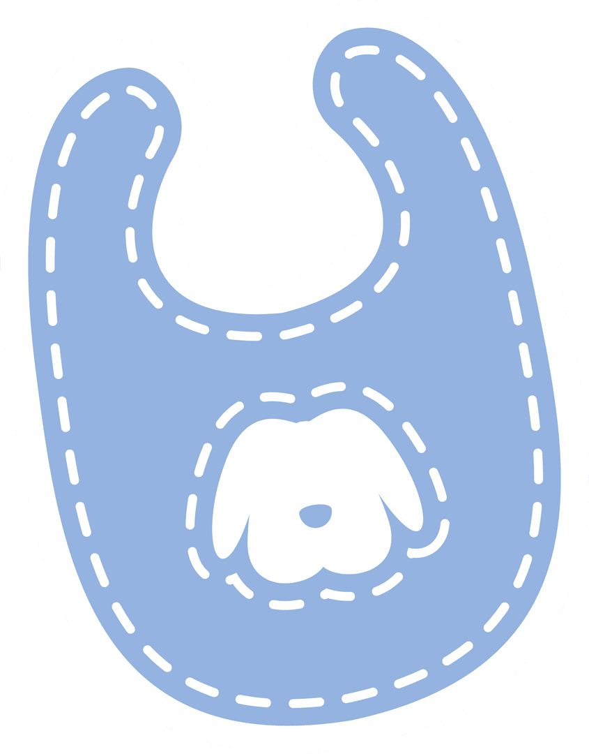 Cute Baby Bib Design with Puppy Illustration on Transparent Background