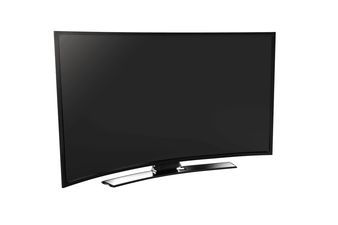 Curved Television Set on Transparent Background for Entertainment Use