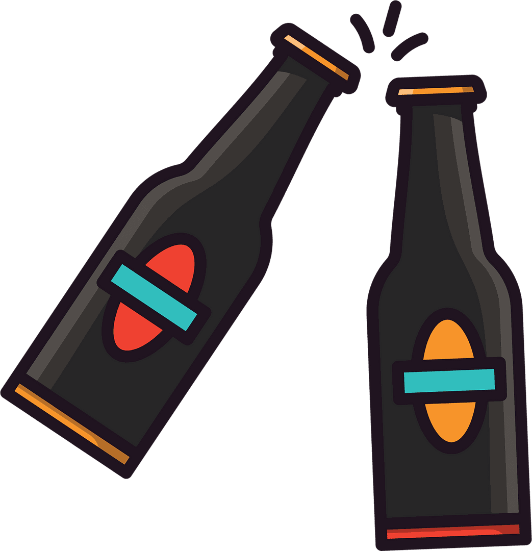 Transparent Vector Illustration of Beer Bottles Toasting