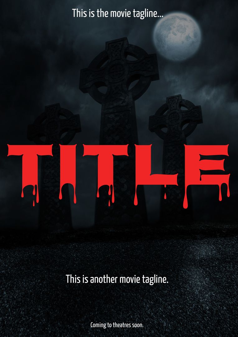 Eerie Movie Poster Template with Night Scene and Gravestones - Download Free Stock Templates Pikwizard.com