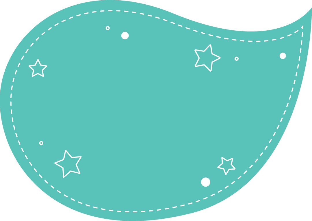 Abstract Teal Speech Bubble design with Stars on Transparent Background