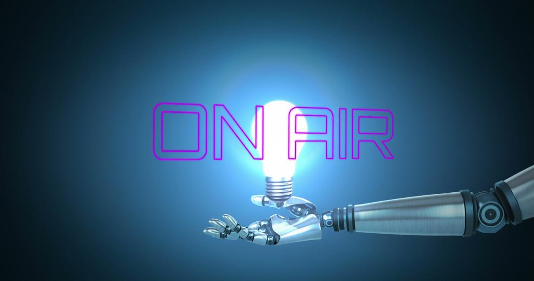 Robotic Hand Holding Light Bulb with 'On Air' Text Symbol - Free Images, Stock Photos and Pictures on Pikwizard.com