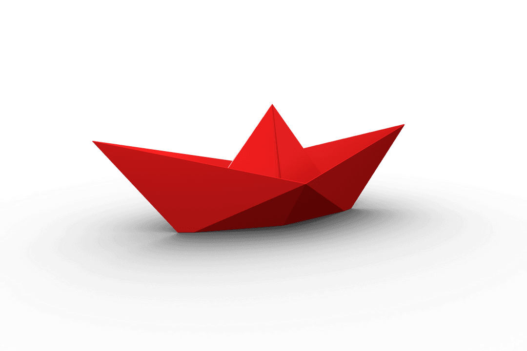 Red Paper Boat on Transparent Background Illustration