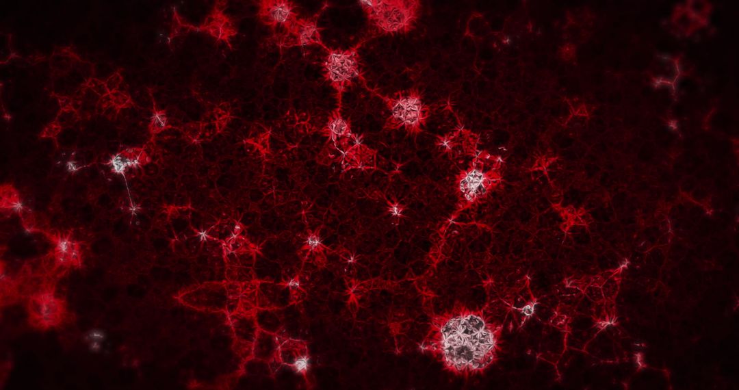 Dynamic Red Molecules on Black Background