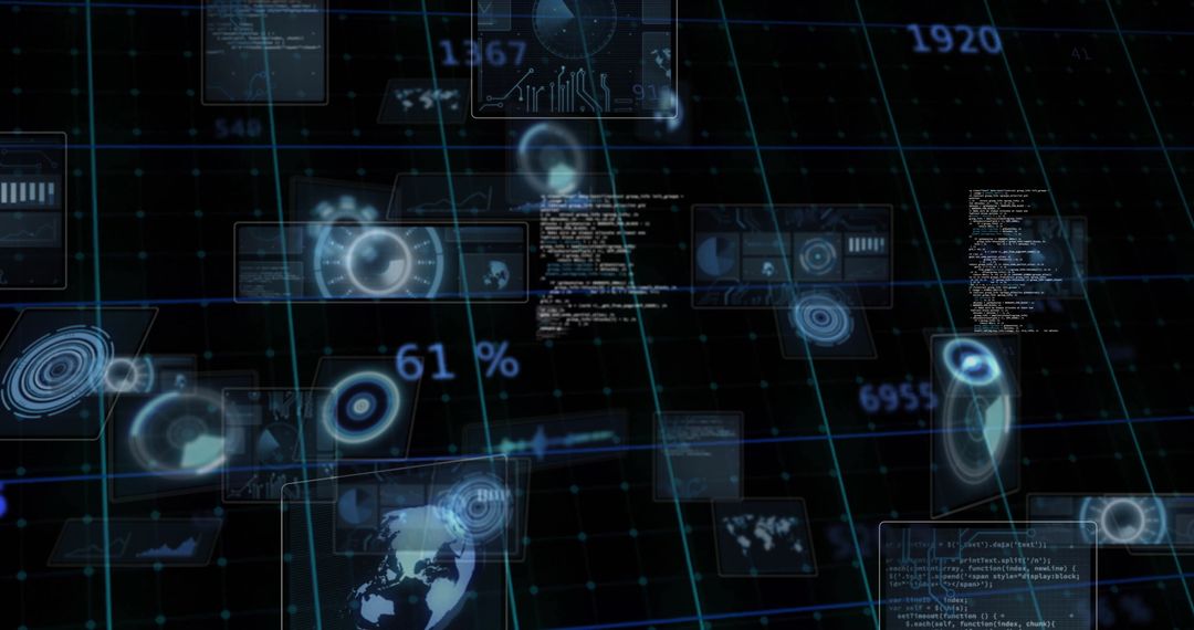 Futuristic Holographic UI Floating in Grid Space