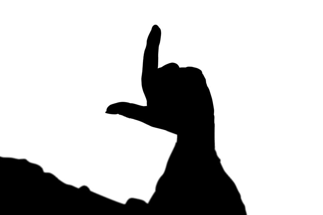 Silhouette of Hand with Pointing Finger on Transparent Background