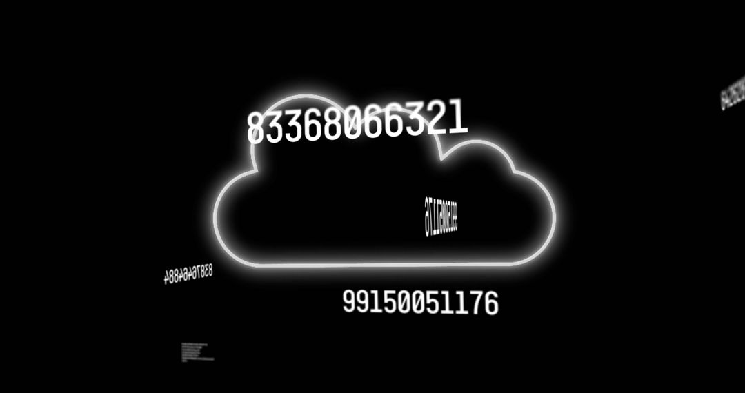 Digital Cloud with Encryption Stream on Dark Screen