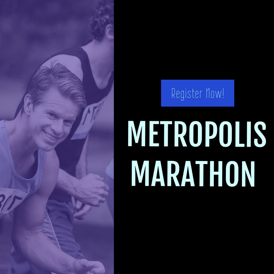 Energetic Runners Participating in Metropolis Marathon Event