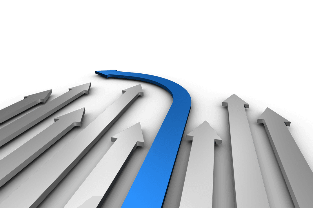 Transparent Blue and Grey Arrows on Transparent Background