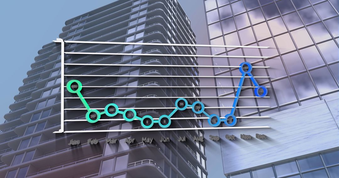 Digital Analytics against Skyscrapers Illustrating Business Growth