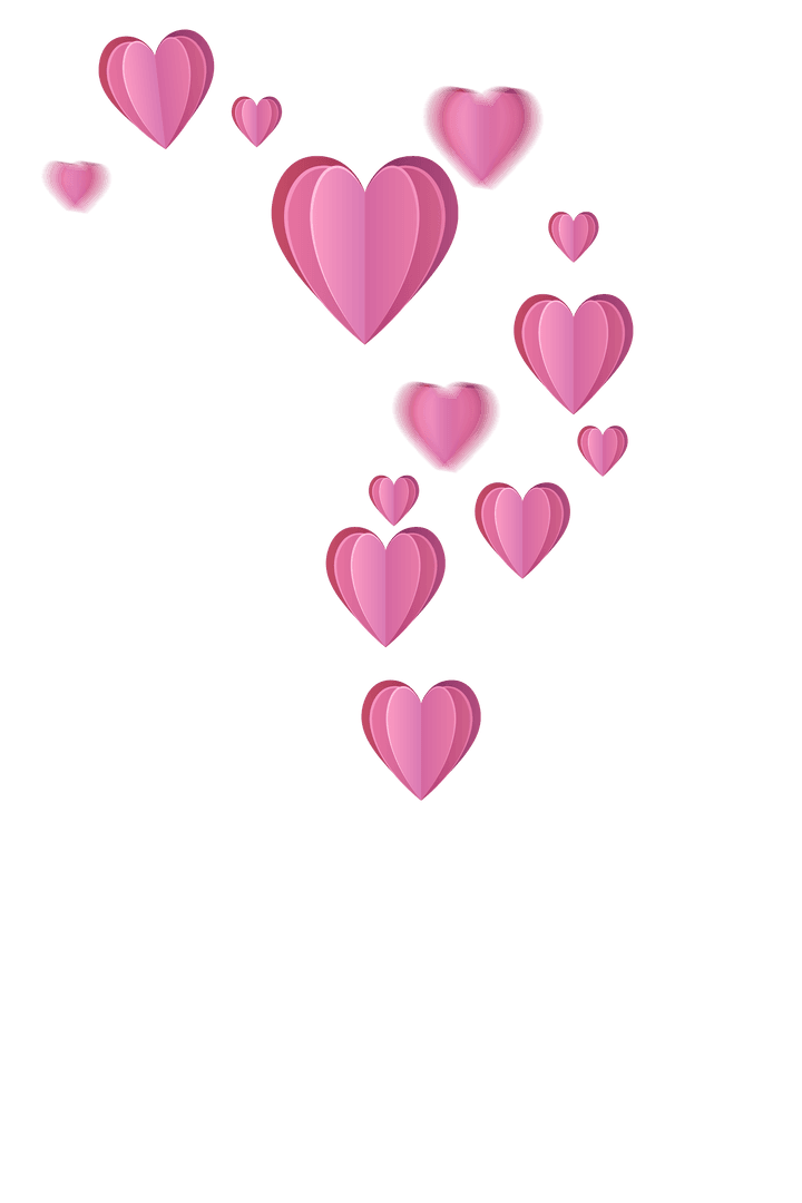 Floating Pink Hearts Illustration with Transparent Background