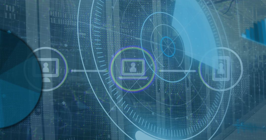 Futuristic Digital Interface with Network Connection Overlay