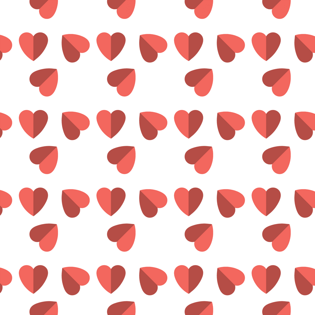 Red Heart Pattern Repeating on Transparent Background
