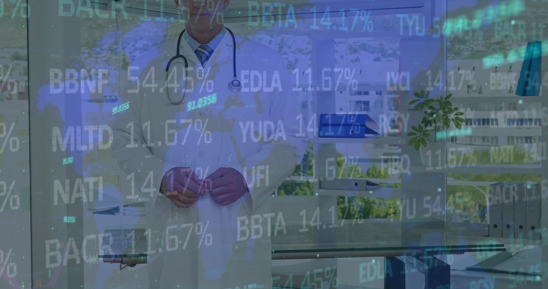 Healthcare Innovation Concept with Digital Analytics and Male Doctor