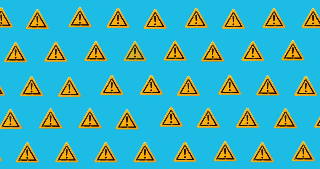 Repeating Yellow Warning Triangles on Blue Background