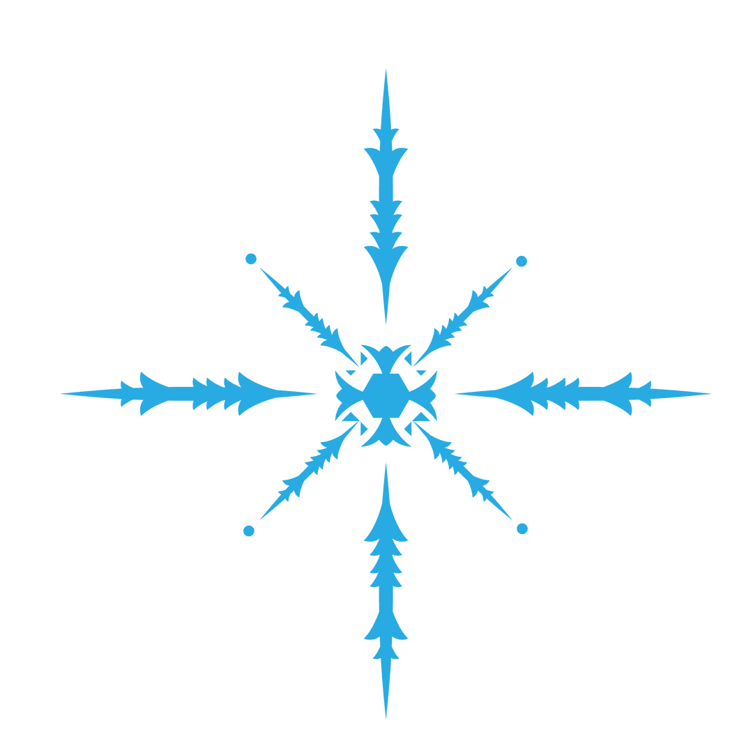 Intricate Transparent Blue Snowflake Design on X Transparent Background