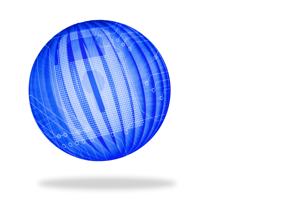 Transparent Digital Padlock on Abstract Technology Globe