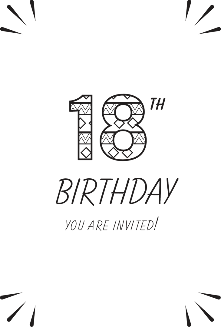18th Birthday Invitation Graphic on Transparent Background