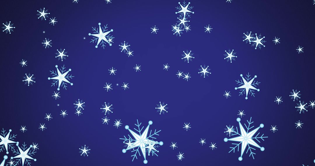 Festive Snowflakes Falling on Deep Blue