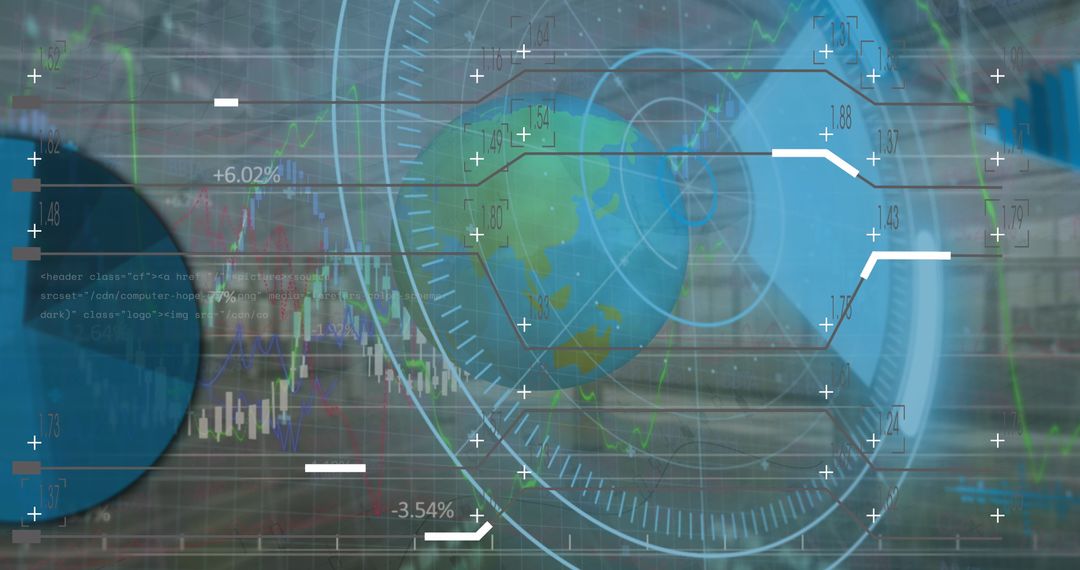 Futuristic Financial Data Superimposed on Globe