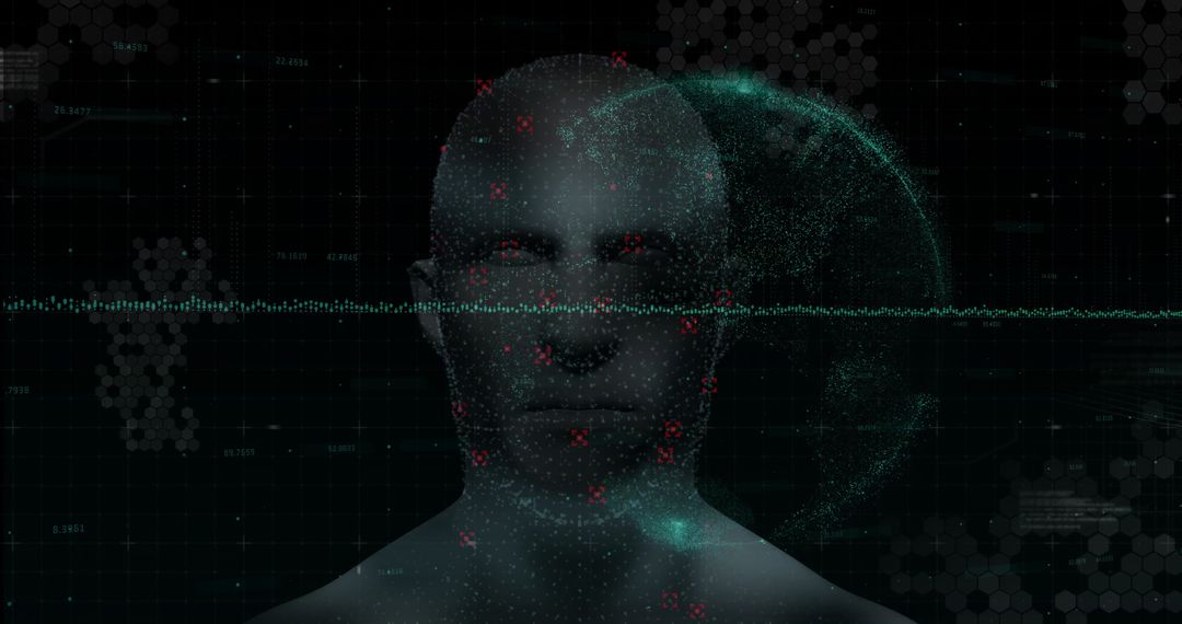 Biometric Facial Scan with Futuristic Digital Interface