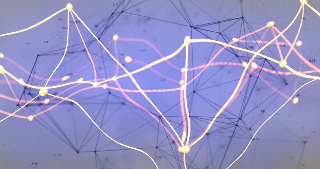 Abstract Digital Network with Dynamic Connections on Blue Background